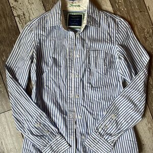 AEO Women’s “Favorite” Blue and White Striped Button Down Shirt